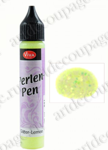 Краска для создания жемчужин с бестками Perlen Pen Glitter Viva Decor 941 лимонный, купить - магазин АртДекупаж